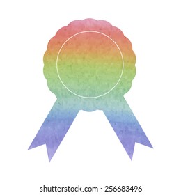 Vector label icon with ribbons. Watercolor effect