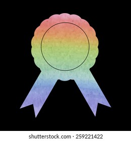 Vector label icon with ribbons. Watercolor effect