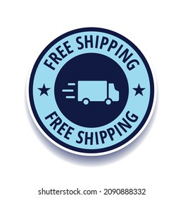 “FREE SHIPPING” vector label. Illustration of “FREE SHIPPING” rounded label. Isolated element on white background. Editable colors.