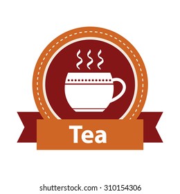 Vector label of indian tea in red and orange colors.