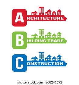 vector label a key with the contours of buildings