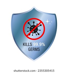 Vector Label - kills 99,9 percent germs. Sign for cleaning liquid or antiseptic.