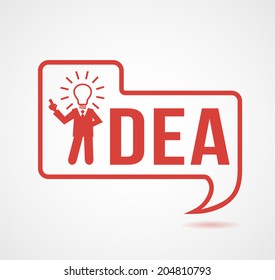 vector label with a light bulb character inspired by an idea 