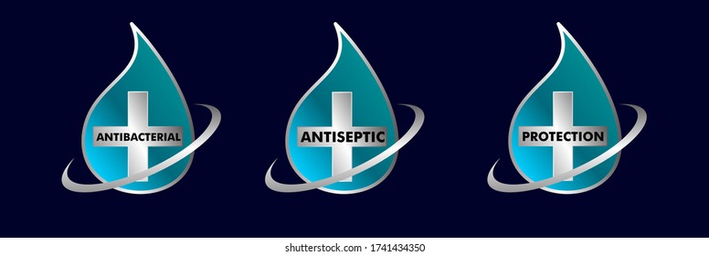 Vector label or logo Anti bacterial, protection or antiseptic icon symbol, for healthy product like as soap, toothpaste and mouthwash. It can use for logo or background