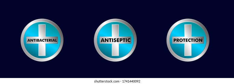 Etiqueta del vector o logotipo Símbolo antibacteriano, protector o antiséptico, para productos saludables como jabón, pasta dental y enjuague bucal. Se puede usar para logotipo o fondo