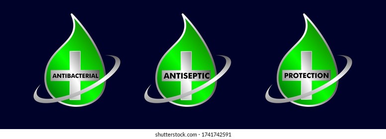 Vector label or logo Anti bacterial, protection or antiseptic icon symbol, for healthy product like as soap, toothpaste and mouthwash. It can use for logo or background