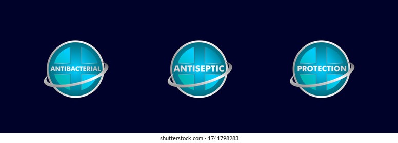 Vector Label oder Logo Anti bakterielle, Schutz oder antiseptisches Symbol, für gesunde Produkte wie Seife, Zahnpasta und Mundwasser. Es kann für Logo oder Hintergrund verwendet werden