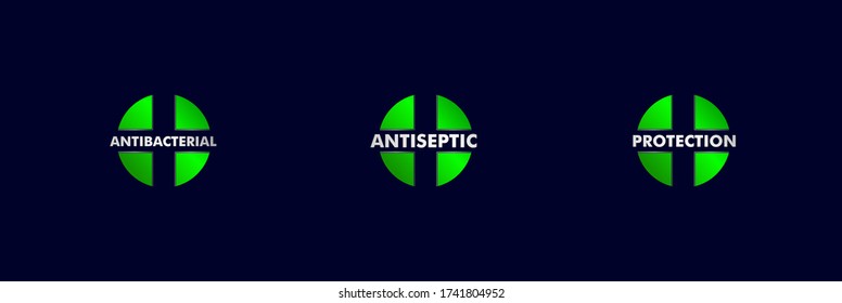 Vector label or logo Anti bacterial, protection or antiseptic icon symbol, for healthy product like as soap, toothpaste and mouthwash. It can use for logo or background