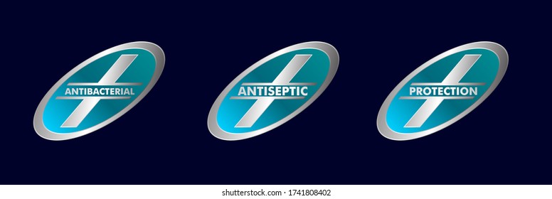 Vector label or logo Anti bacterial, protection or antiseptic icon symbol, for healthy product like as soap, toothpaste and mouthwash. It can use for logo or background