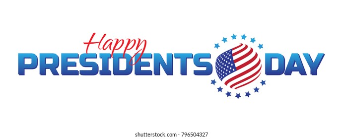 Vector label, logo or banner to Happy Presidents Day - National american holiday. Vector illustration isolated on white background. Perfect to use for advertising design and other creative projects