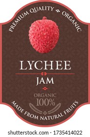 Vector of label with lychee jam.