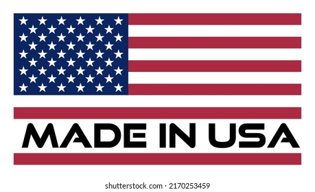 Vector label made in USA with american flag.