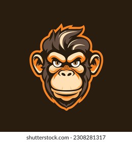 Vector label of moneky on brown theme