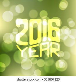 Vector label for the new 2016 blurred red background with bokeh effect