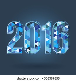 Vector label for the new 2016 mosaic of colored triangles