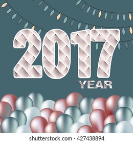 Vector label for the new 2017. Vector 2017 cover with text and balloons. Happy New 2017 year. 2017 Happy new year creative design for your greetings card, flyers, invitation, posters