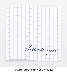 Vector label (note) - squared paper with text THANK YOU. You can add your text. Eps 10.