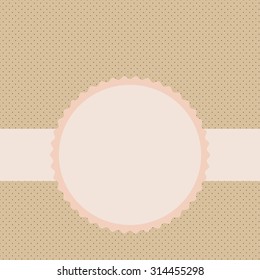 Vector label on the background pattern in the small peas in beige tones