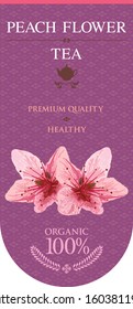 vector label with peach flower tea.