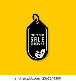 vector label price tag, coffee shop, selling label with picture of coffee beans