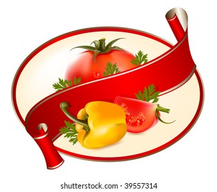 Vector. Label for a product (ketchup, sauce).