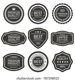 vector label quality product set grey on white background