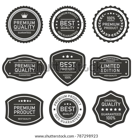 vector label quality product set grey on white background