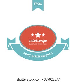 Vector Label red and blue retro color style