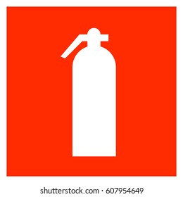 vector label red color with the symbol of fire extinguisher