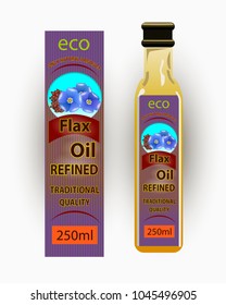 Vector label for refined flaxseed oil.