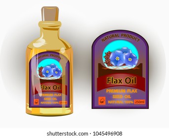 Vector label for refined flaxseed oil.