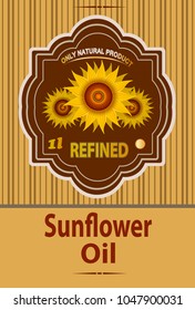 vector label for refined sunflower oil with sunflower