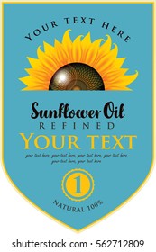 vector label for refined sunflower oil with sunflower