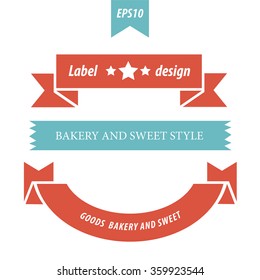 Vector Label, Ribbon Design  red and blue retro color