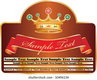 vector label with royal crown for food, drink etc.