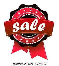 Vector label sale 100% with red ribbon