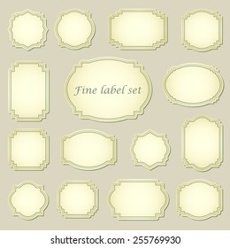 Vector label set with shabby effect elegant shapes with contrasting border vintage style