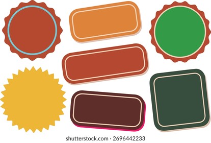 Conjunto de etiquetas de Vector: diseño de venta de color vintage con Botones de Web redondos y sellos de Precio dorado