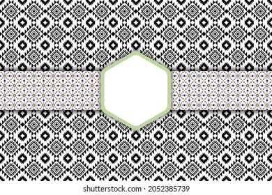 Vector label square empty space with circle colorful horizontal and black and white geometric ethnic oriental pattern design for packaging paper