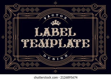 Vector label template with decorative ornate frame