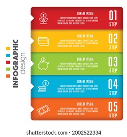 Diseño de plantilla de etiqueta vectorial3 infografía para el concepto de negocio 5 paso.