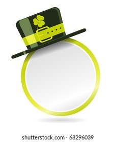 Vector label with top hat for St. Patrick Day