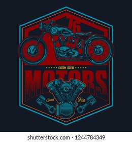 Vector label. Vintage motorcycle.