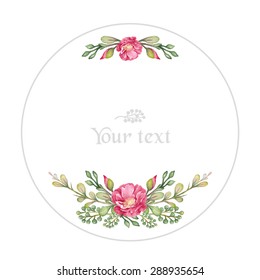 Vector label with watercolor flowers