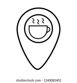 vector label in which the coffee icon with steam