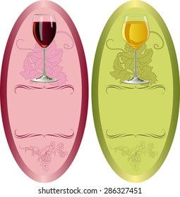 Vector label for white and red wines.