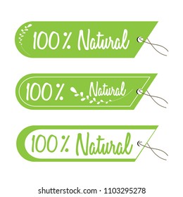 Vector labels with 100% natural tags. Vector illustration