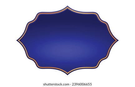 Vector labels with 3d decorative blue golden frame.
