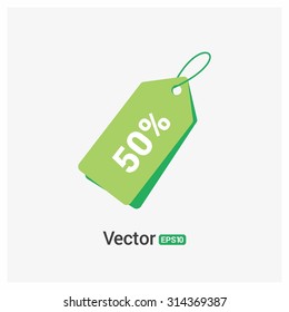 vector labels 50 % Percent price Label Green Tag. isolated from background. illustration.