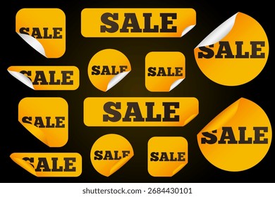  Etiquetas de Vector para descuentos y ventas. Etiquetas, pegatinas con texto y etiquetas de venta. Concepto de etiqueta promocional. Elemento para su diseño.
